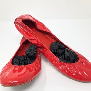 Red Patent Leather Minnie Flats Tory Burch. 10.5M